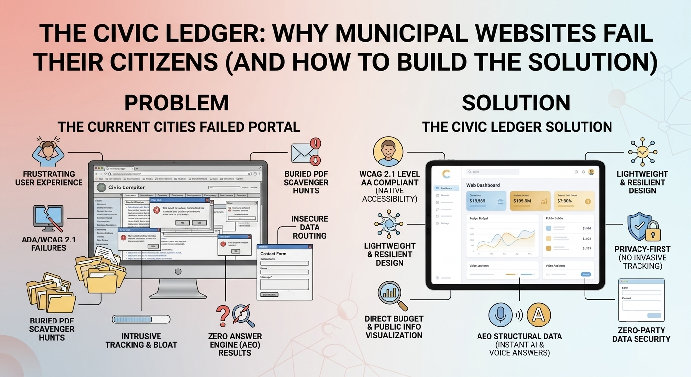 The Civic Ledger: Why Municipal Websites Fail Their Citizens (And How to Build the Solution)